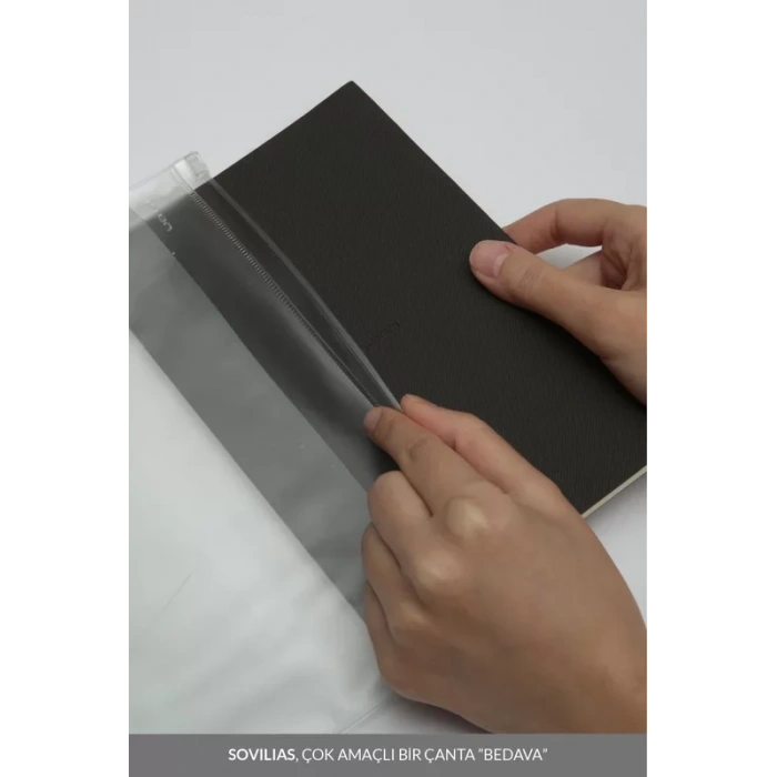 Laton Viilea A5 Premium Termo Deri Yumuşak Kapak Pvc A5 Kaydırıcı Çanta,pvc A6 Yapıştırıcı Cep Defter 14x21cm 96 Sayfa Kahvere