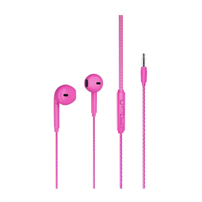 LECOO EH104PR KABLOLU KULAK İÇİ MİKFORONLU KULAKLIK 3.5mm JACK PEMBE