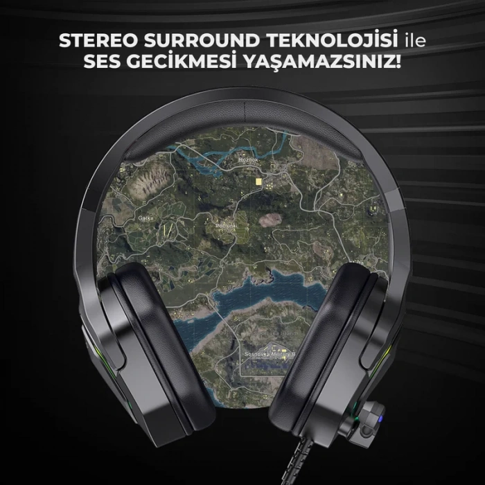 Lecoo Ht403 Kablolu Kulaklık  Konnektör Adaptörlü Rgb Aydınlatmalı Siyah