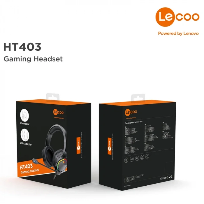 LECOO HT403 KABLOLU KULAKLIK  KONNEKTÖR ADAPTÖRLÜ RGB AYDINLATMALI SİYAH