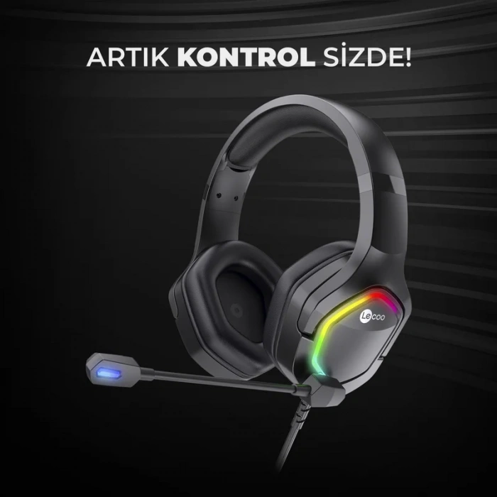LECOO HT403 KABLOLU KULAKLIK USB2.0 RGB AYDINLATMALI SİYAH