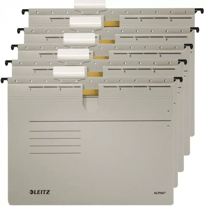 Leitz 1984 Alpha Gri Telli Askılı Dosya (5 li Paket)