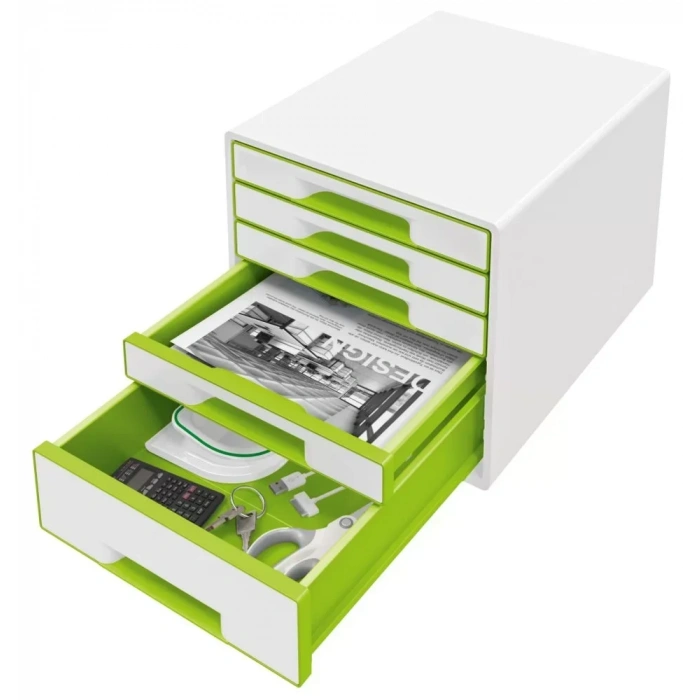 Leitz 5214 Wow Metalik Koyu Yeşil 5 Çekmeceli Evrak Rafı