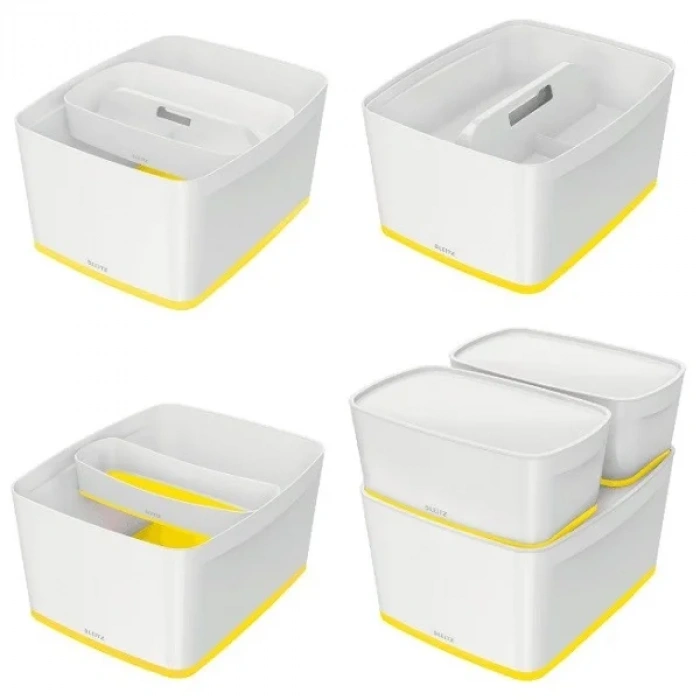 LEİTZ 5216 MYBOX KAPAKLI GENİŞ SAKLAMA KUTUSU SARI-BEYAZ