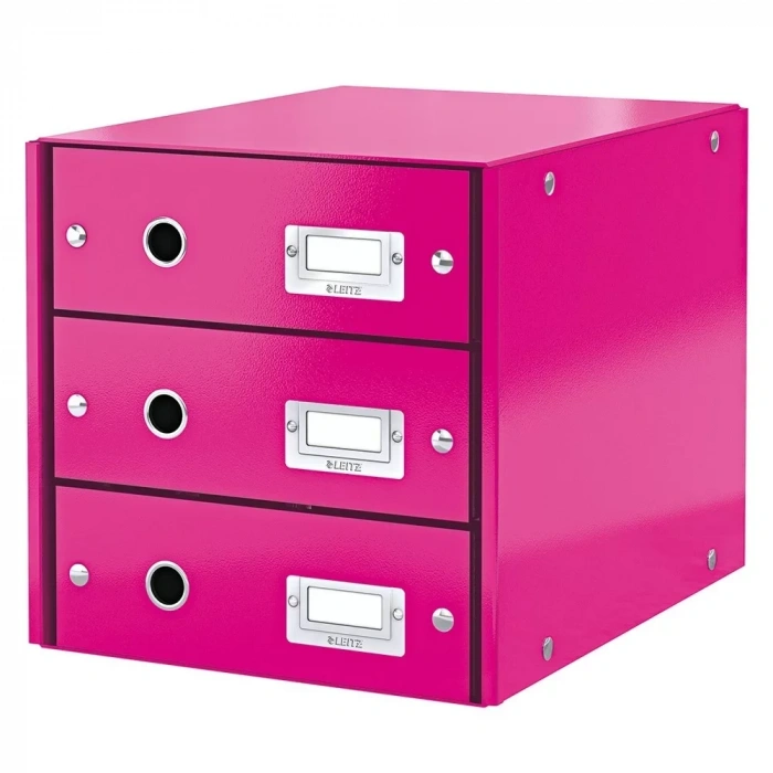 Leitz 6048 Üç Çekmeceli Evrak Rafı Wow Metalik Pembe