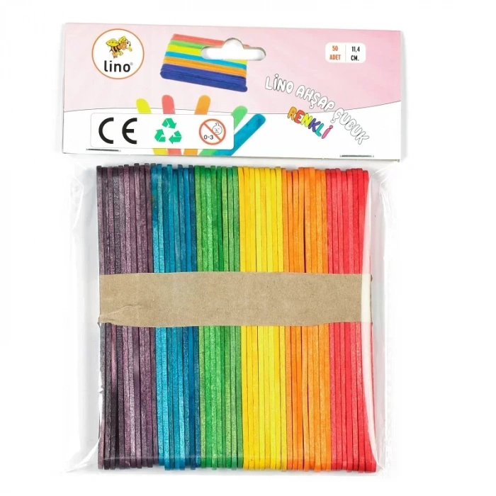Lıno Rbz-033 Ahşap Çubuk Renkli Dar 11 Cm 50 Li