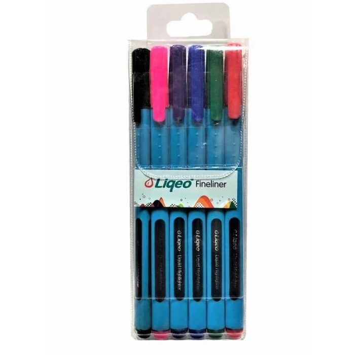 LİQEO F-8027 FİNELİNER KEÇE UÇLU KALEM 0.4mm 6 RENK BLİSTER