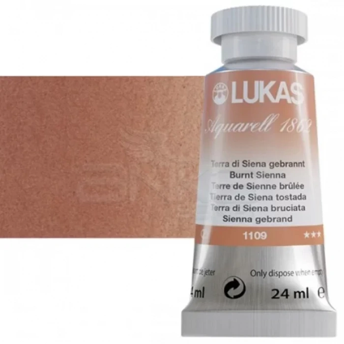 Lukas Aquarell 1862 Artist 24ml Sulu Boya 1109 Burnt Sienna Seri 2