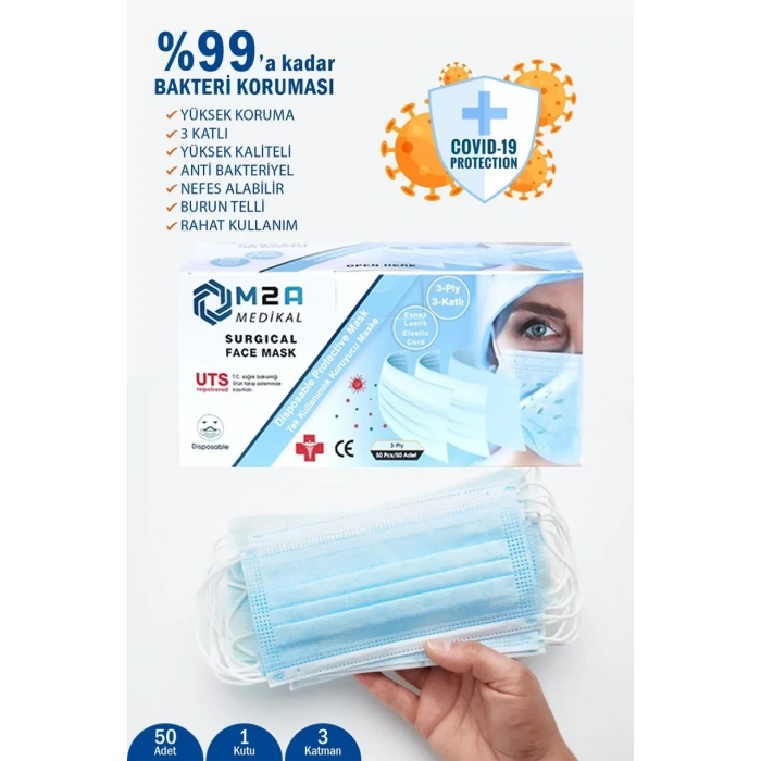 M2A 3 Katlı Medikal Maske