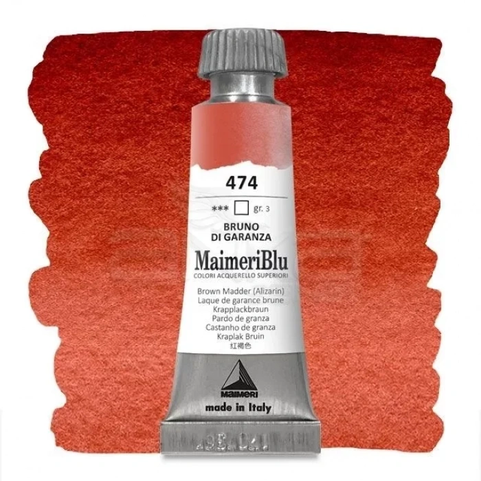 Maimeri Blu Tüp Sulu Boya 12 ml S3 No:474 Brown Madder (Alizarin)