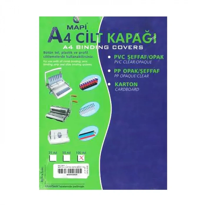 MAPİ KARTON CİLT KAPAĞI A4 YEŞİL 100LÜ (2044205)