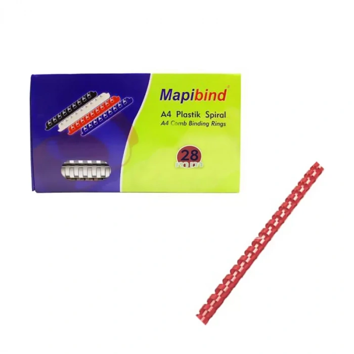 Mapibind Plastik Spiral 28mm Kırmızı 50li