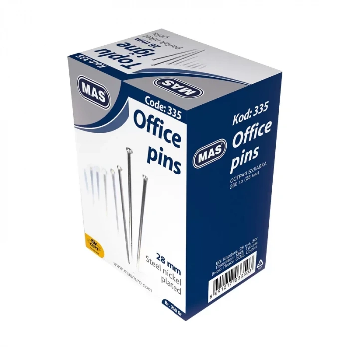 Mas 335 Nikelli Toplu İğne 28mm 250gr Kutu