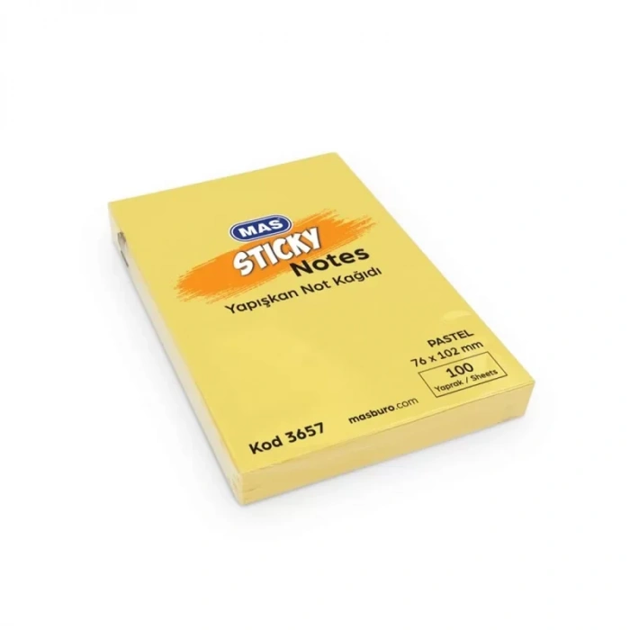 Mas 3657 Pastel Sarı 76x102 100 Yp Yapış.not Kağıdı