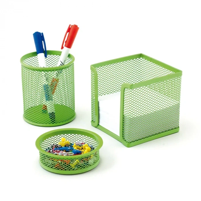 Mas 505 Rainbow Yeşil Perfore Metal Üçlü Kalemlik Set