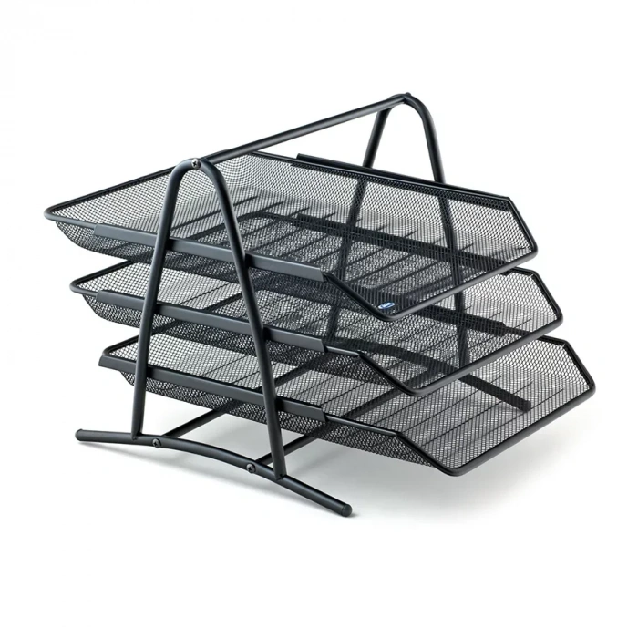 Mas 523 Siyah Perfore Metal 3 Katlı Evrak Rafı