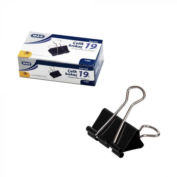 Mas Kıskaç Omega Çelik 19 mm Siyah 12li
