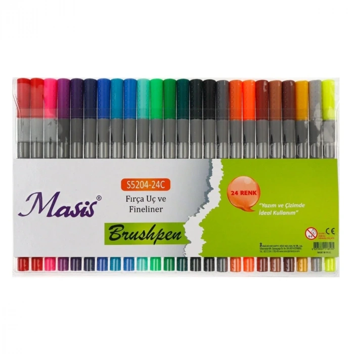 Masis Brushpen Fırça Uç ve Fineliner Seti 24lü