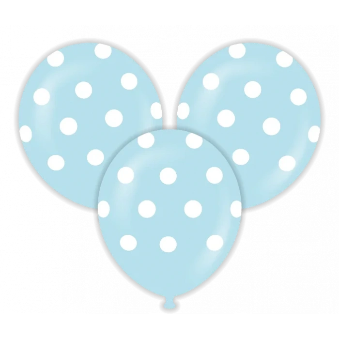 Mavi Puanlı Çepeçevre Baskılı Balon 10 Adet