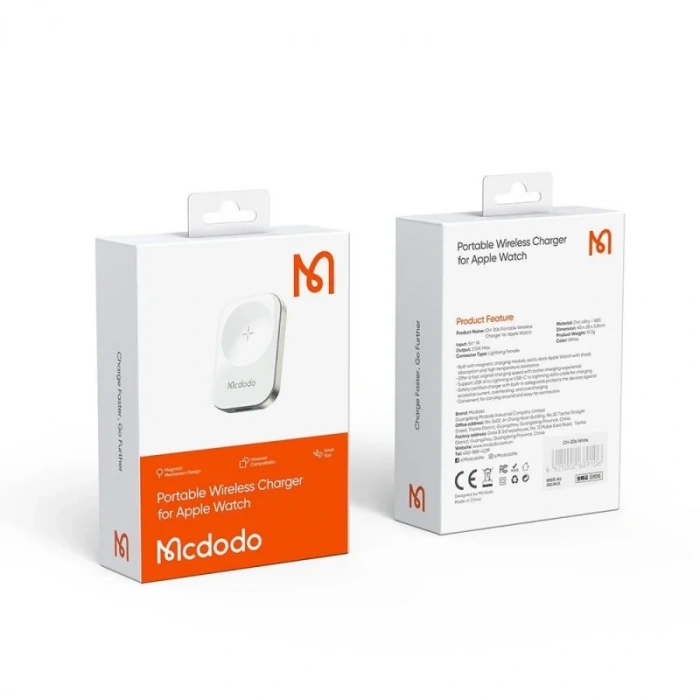 MCDODO CH-2060 APPLE WATCH UYUMLU KABLOSUZ ŞARJ CİHAZI BEYAZ 3.5W