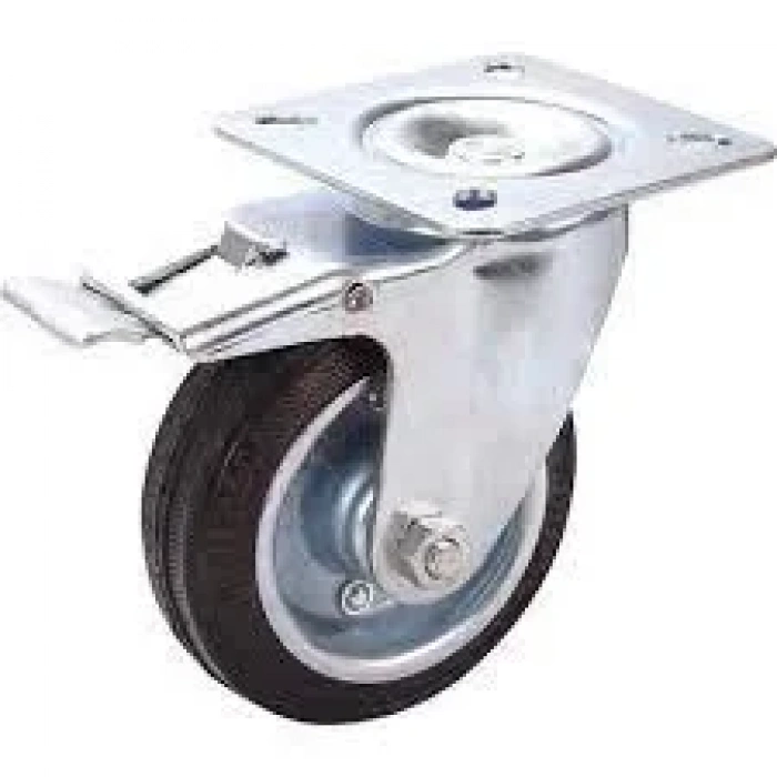 Mertsan Frenli Plastik Cantlı Kauçuk Tekerlek 125x40 mm (125 Kg)