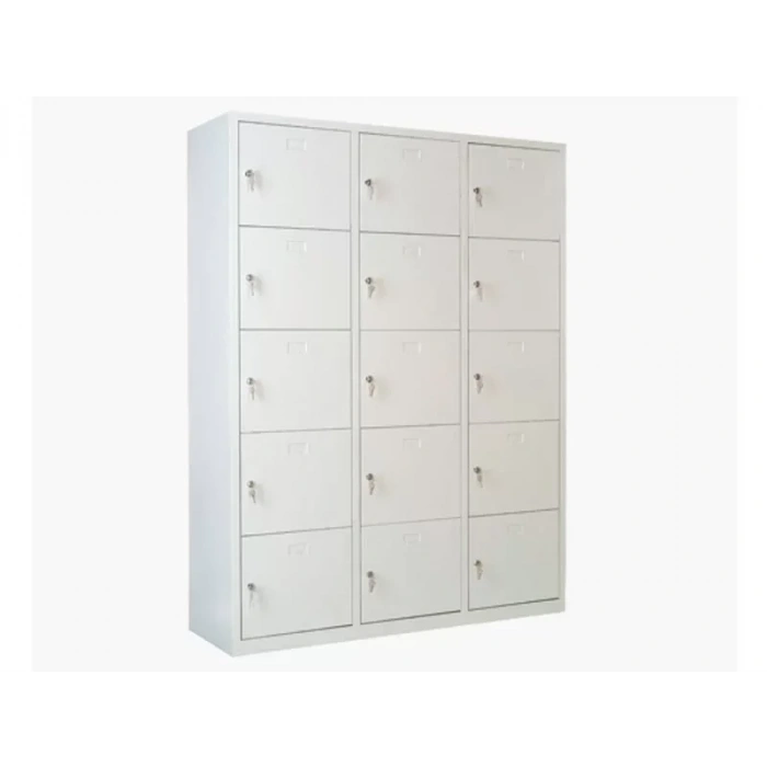 Metal 15 Gözlü Öğretmen Dolabı Gri Renk (asma Kilitli)