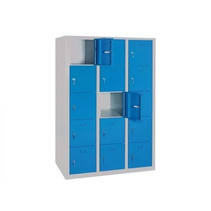 Metal 15 Gözlü Öğretmen Dolabı Mavi Gri Renk (asma Kilitli)