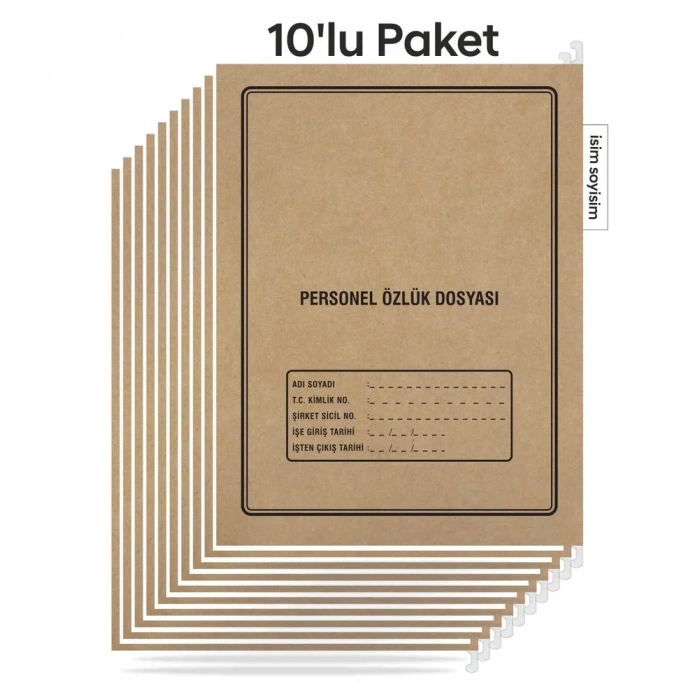Metal Askılı Personel Özlük Dosyası 4 Yapraklı 10LU Paket