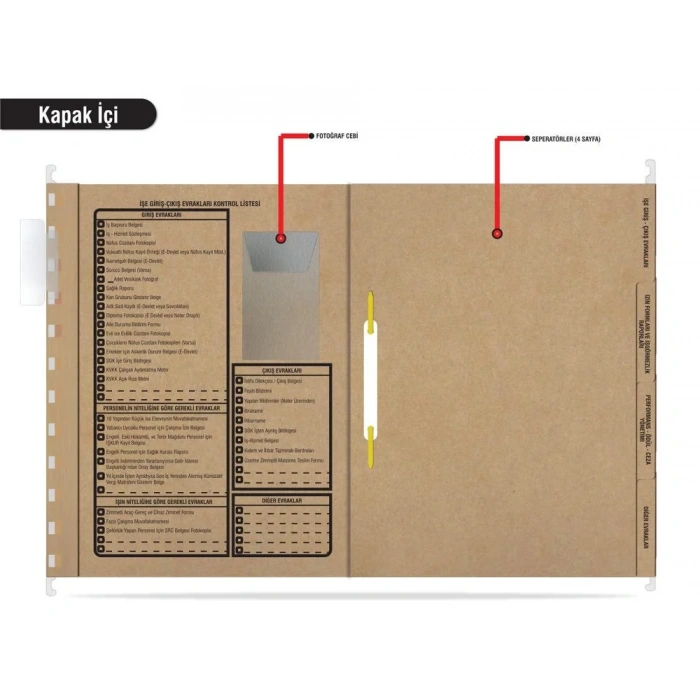 Metal Askılı Personel Özlük Dosyası 4 Yapraklı (100 lü Paket 4 Sayfa)