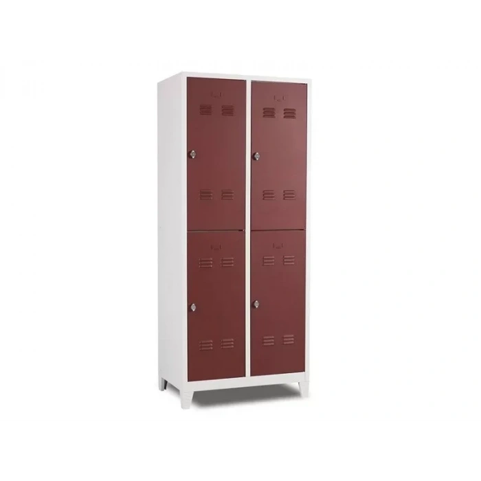 Metal Dört Kapılı Soyunma Dolabı Kahverenk Gri (yarım Boy Kapılı)