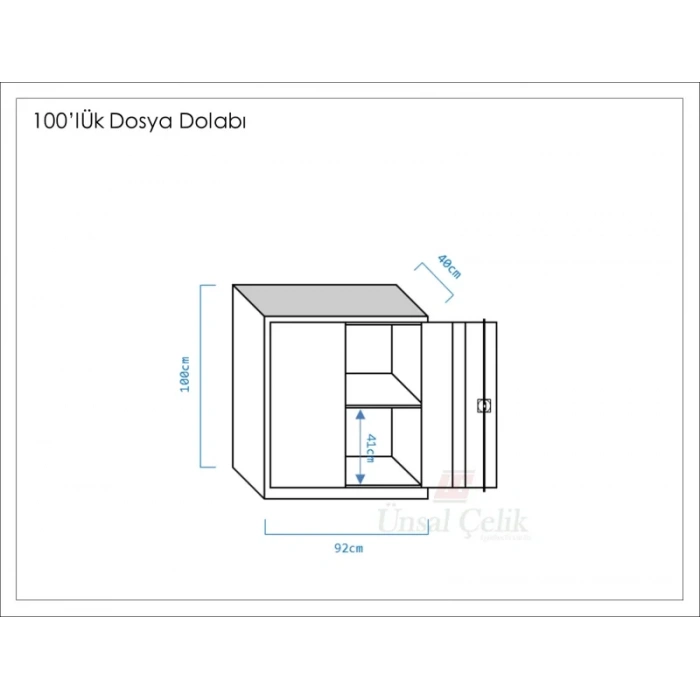 Metal Dosya Klasör Dolabı Kahverengi (100cm)