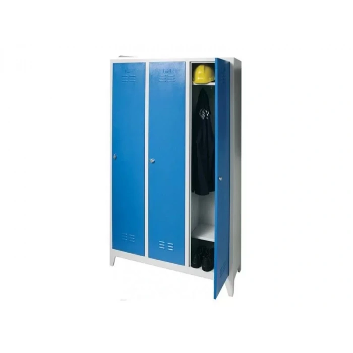 Metal Üç Kapılı Soyunma Dolabı Mavi Gri (tam Boy Kapılı)
