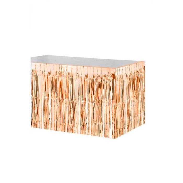 Metalik Püsküllü Rose Gold Masa Eteği 70 x 300 cm