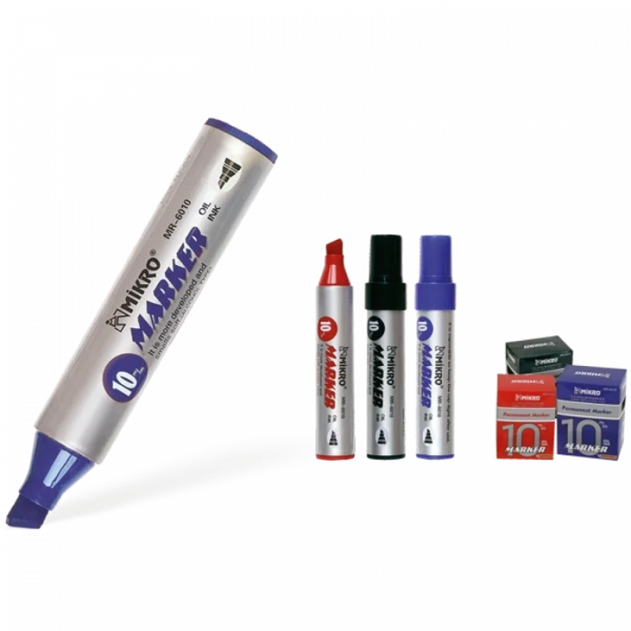 MİKRO MR-6010 JUMBO PERMANENT MARKÖR KOLİ KALEMİ KESİK UÇ 10mm KIRMIZI