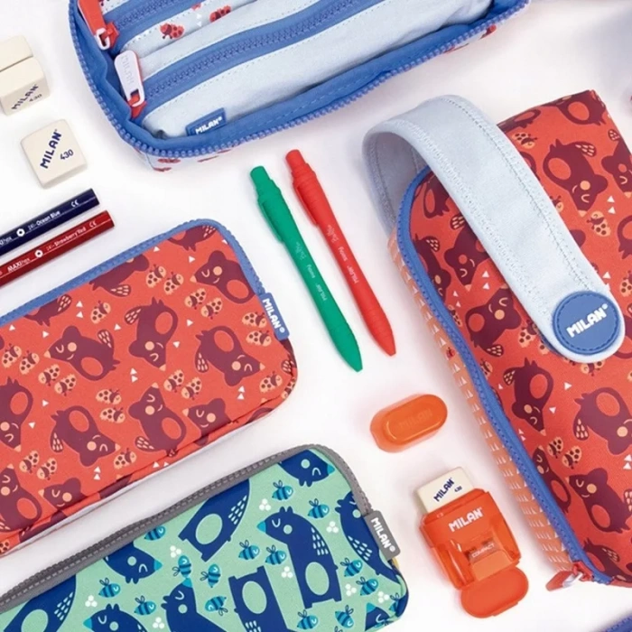 MILAN 081364NLGR NET&LIT YEŞİL 3 KATLI SET KALEM ÇANTASI