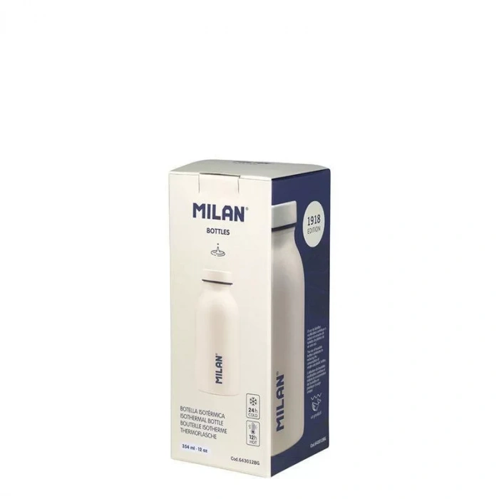 Milan Matara Paslanmaz Çelik İzotermal Şişe 354 Ml 1918 Serisi Beyaz