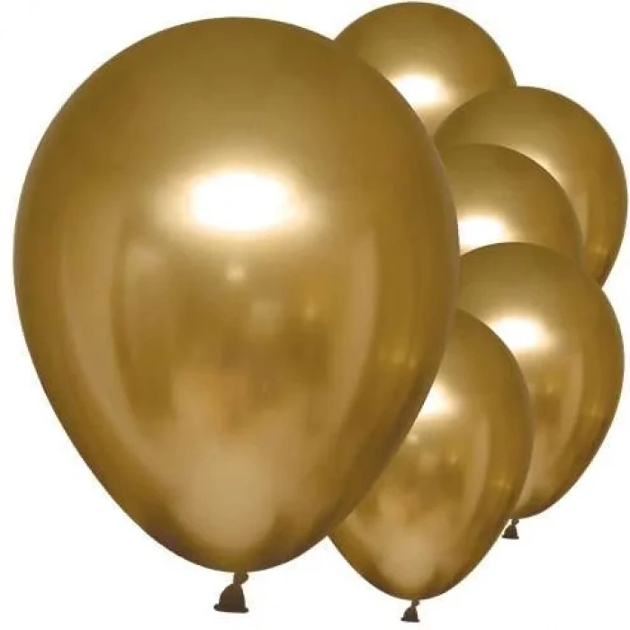 Mirror Krom Balon Altın Renk 50 Adet
