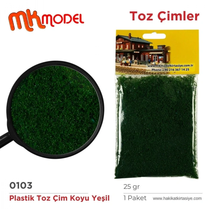 MK Model Plastik Toz Çim 25gr 0103 Koyu Yeşil