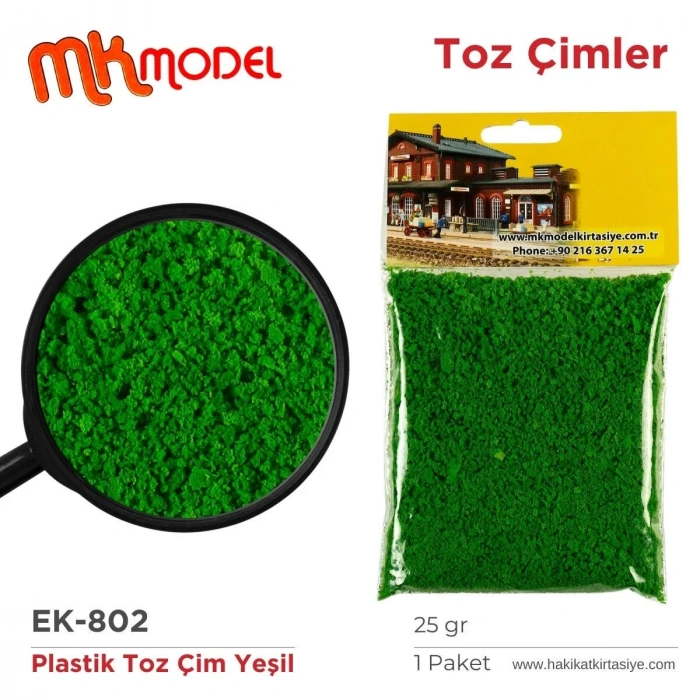 MK Model Plastik Toz Çim 25gr EK802 Yeşil