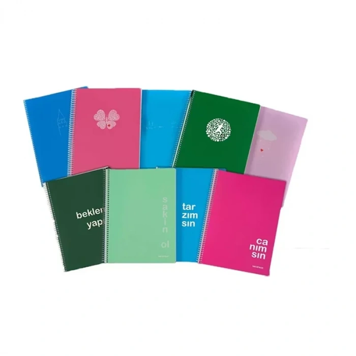 Mopak Spiralli Plastik Kapak Defter A4 Çizgili 60 Yaprak Neon