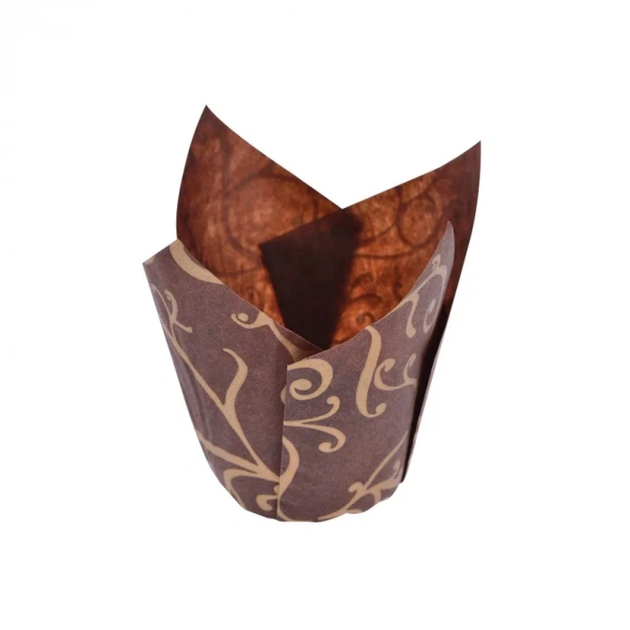 Muffin Cupcake Mini Kek Kalıbı Kapsülü (yaldız Desen Kahve) Tulip - 200 Adet