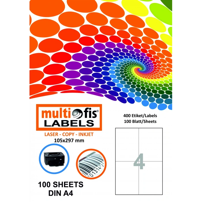 Multiofis 105x148,5 Mm Laser Etiket 5204