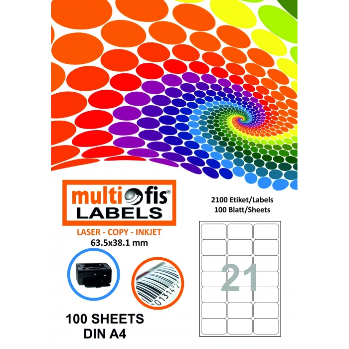 Multiofis 63,5x38,1 Mm Laser Etiket 5024