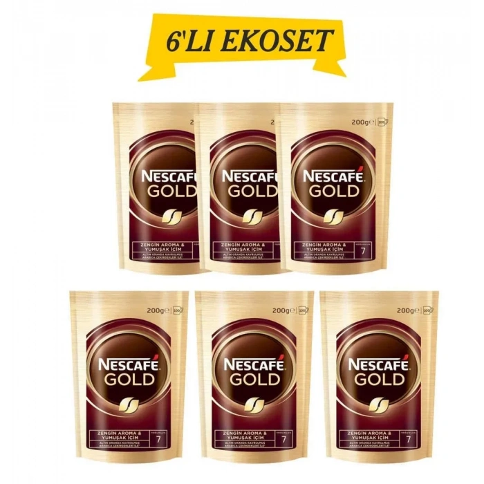 Nescafe Gold 6 Lı Avantajlı Paket (200Gr x 6)