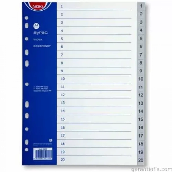 Noki 1-20 Rakamlı Pp Seperatör (ayraç)