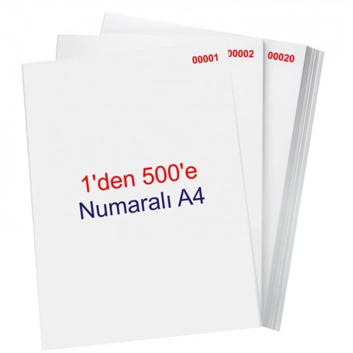 Numaralı Fotokopi Kağıdı A4 (1-500) 80gr