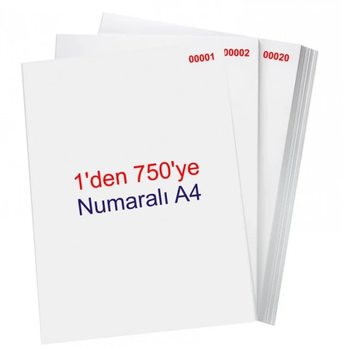 Numaralı Fotokopi Kağıdı A4 (1-750) 80gr