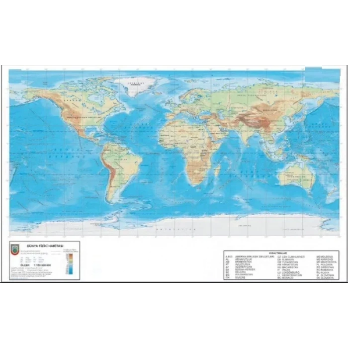 Odak 70x100 Dünya Siyasi-fiziki Haritası