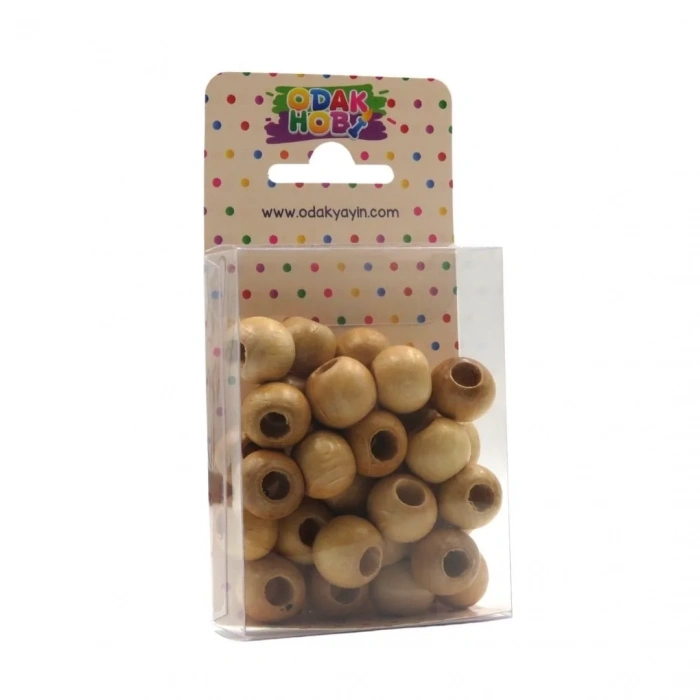 Odak Hobi Tahta Yuvarlak Naturel Boncuk 10mm