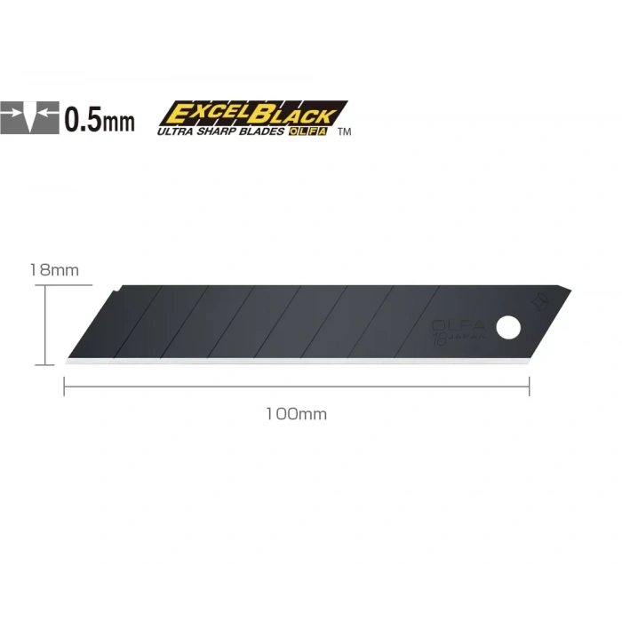 OLFA LBB-50 Extra Keskinleştirilmiş Excel Black Serisi Maket Bıçağı Yedeği (50 li)